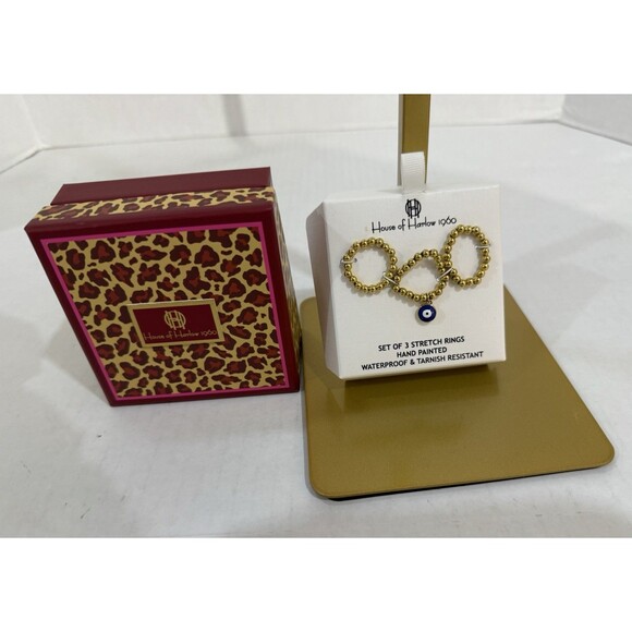 House of Harlow 1960 Set of 3 Stretch Rings WATERPROOF & TARNISH RESISTANT NEW - Picture 3 of 8